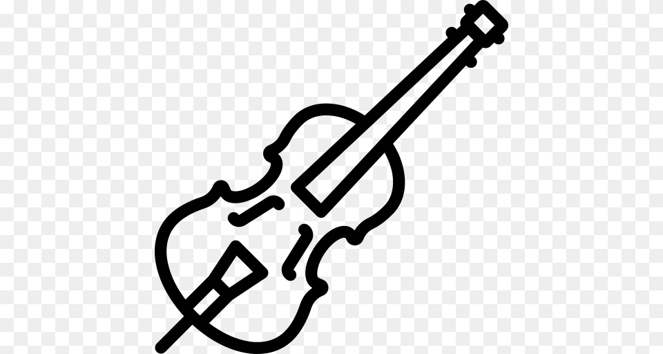 Violin Icon, Gray Png