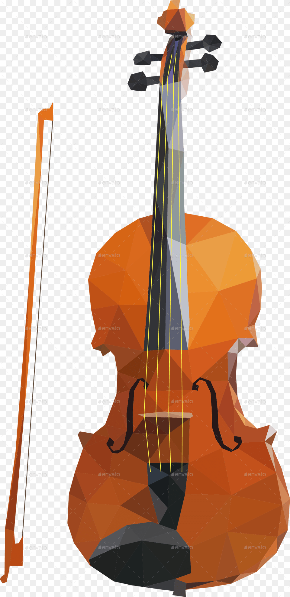 Violin Music Instruments Low Poly Art Kiti Profile Low Poly Violin, Musical Instrument, Cello Free Png Download