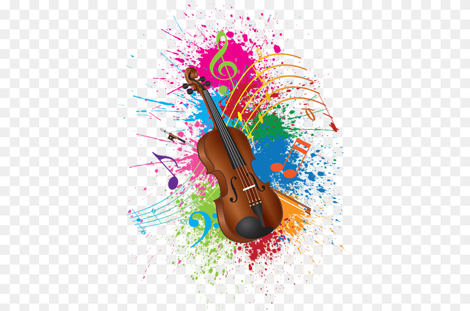 Violin Paint Splatter Abstract Illustration, Musical Instrument Free Transparent Png