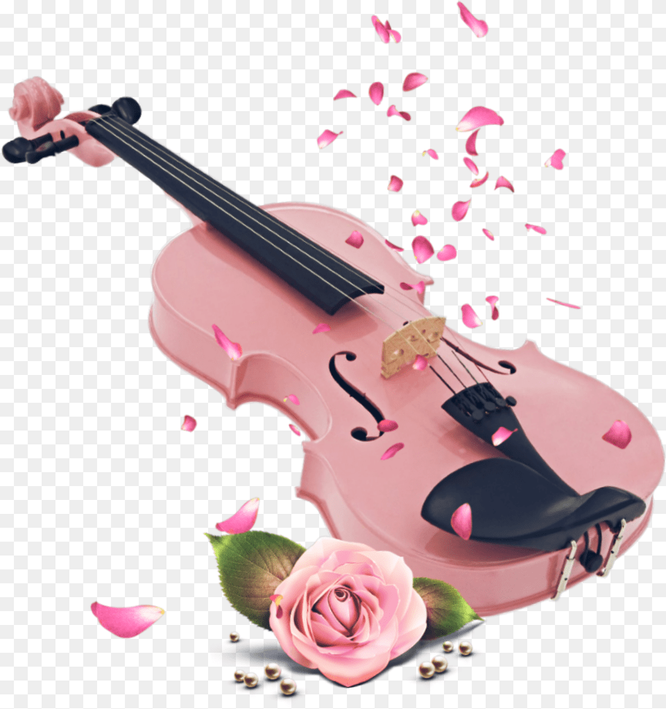 Violin Pink Aesthetic Sticker By Taylor Lynn Girly, Guitar, Musical Instrument, Flower, Plant Free Png
