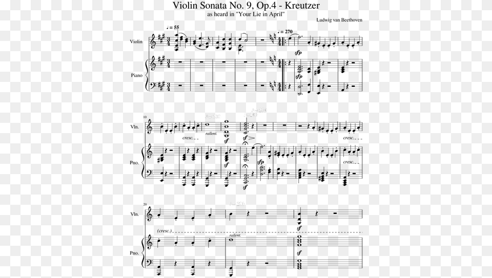 Violin Sonata No 9 Kreutzer Sheet Music, Text Png Image