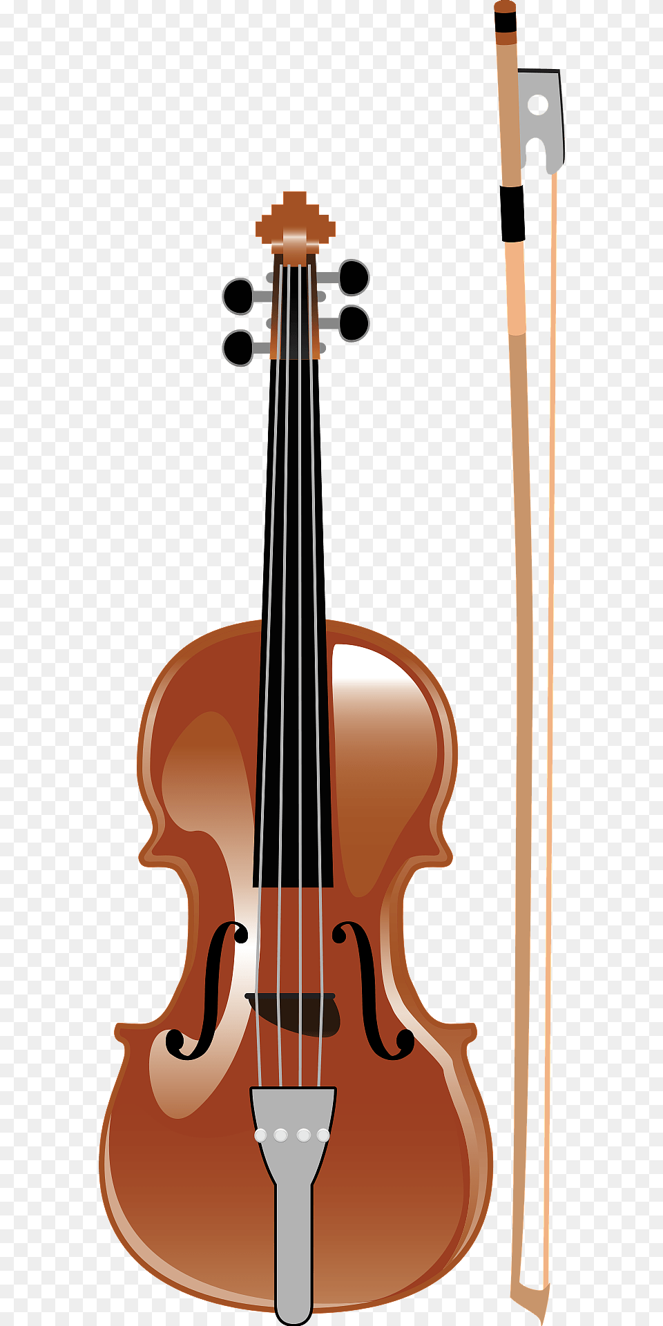 Violin With Bow Clipart, Musical Instrument Free Png Download
