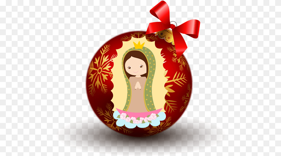 Virgen De Guadalupe Transparent Red Christmas Ball, Face, Head, Person, Baby Png