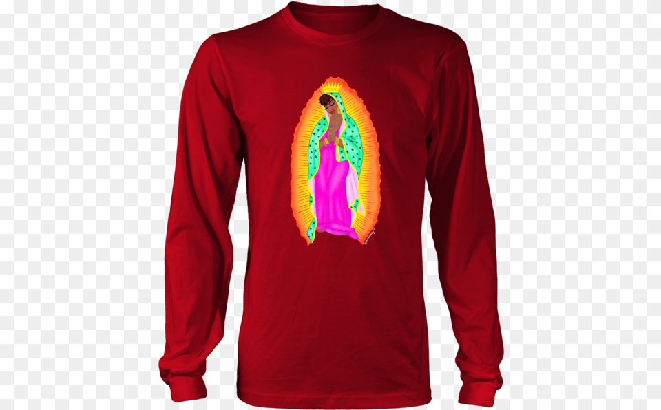 Virgen Negra Unisex Long Sleeve Shirt Shih Tzu Christmas Jumper, Clothing, Long Sleeve, Applique, Pattern Png Image