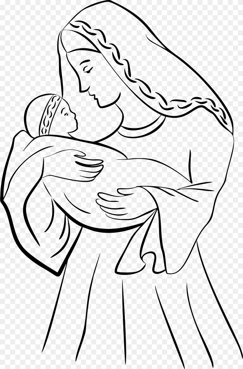 Virgin Mary And Baby Jesus Clipart, Art, Person, Face, Head Free Png