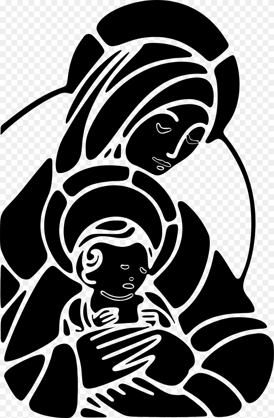 Virgin Mary And Baby Jesus Clipart, Person, Art, Face, Head Free Png