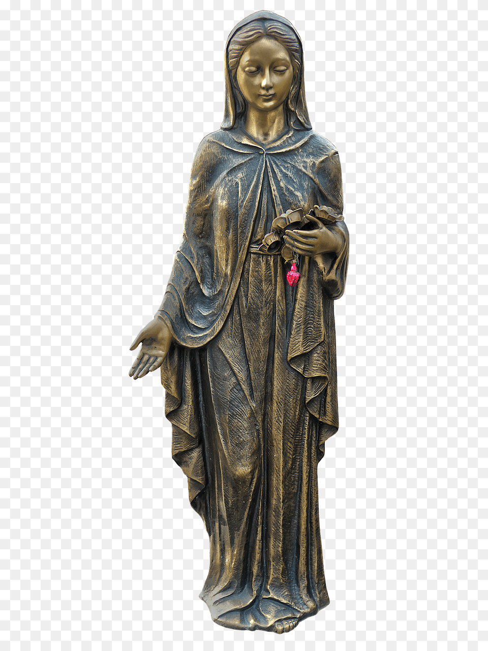 Virgin Mary Bronze Statue, Adult, Person, Female, Fashion Png