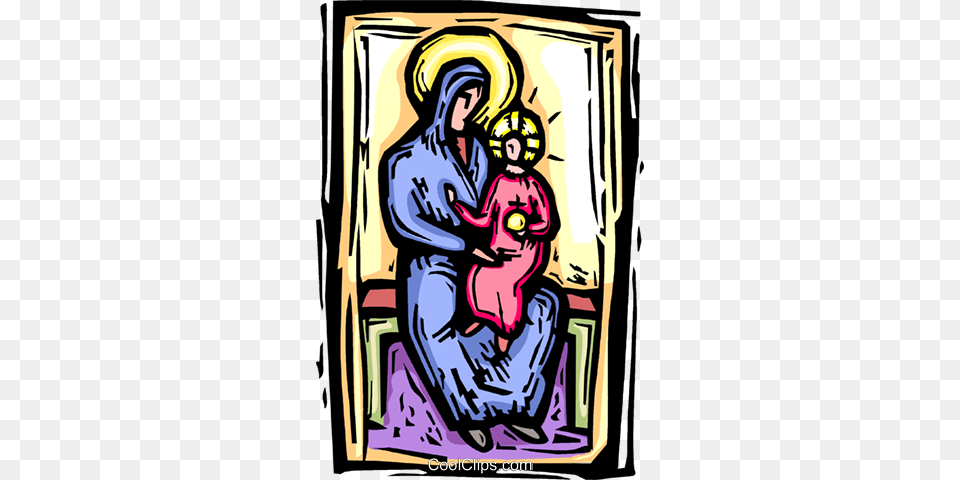 Virgin Mary Christ Child Royalty Vector Clip Art Illustration, Publication, Book, Comics, Painting Png