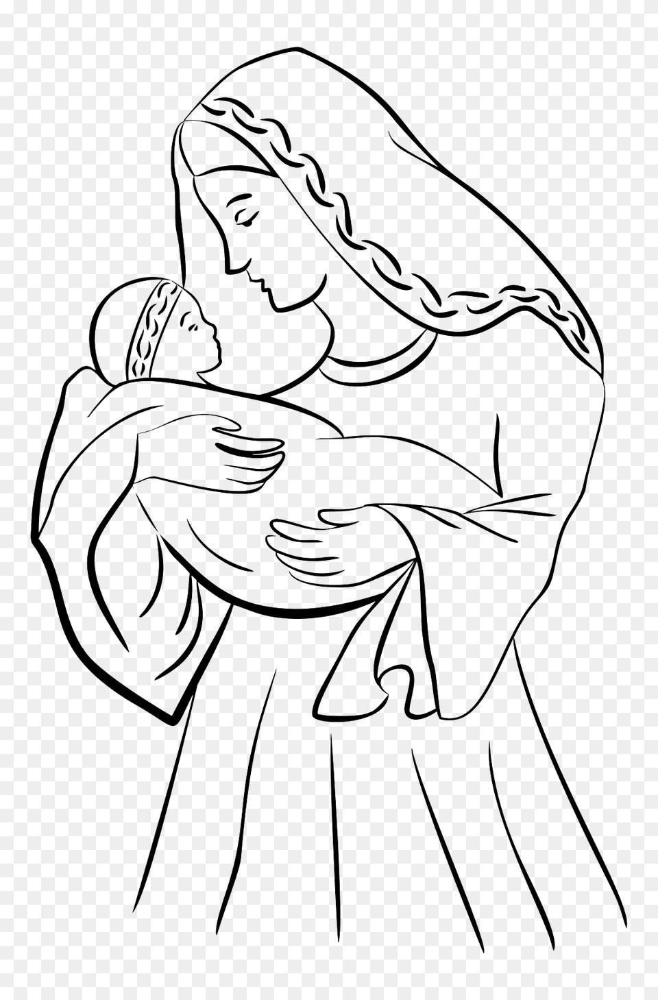 Virgin Mary Holding Baby Jesus, Art, Person, Face, Head Png Image