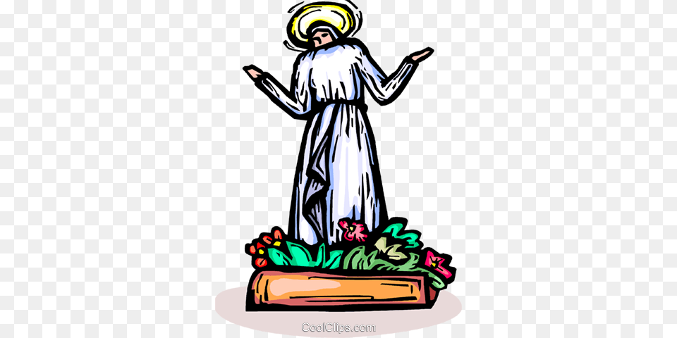 Virgin Mary With Flowers Royalty Vector Clip Art Illustration, Adult, Female, Person, Woman Free Png