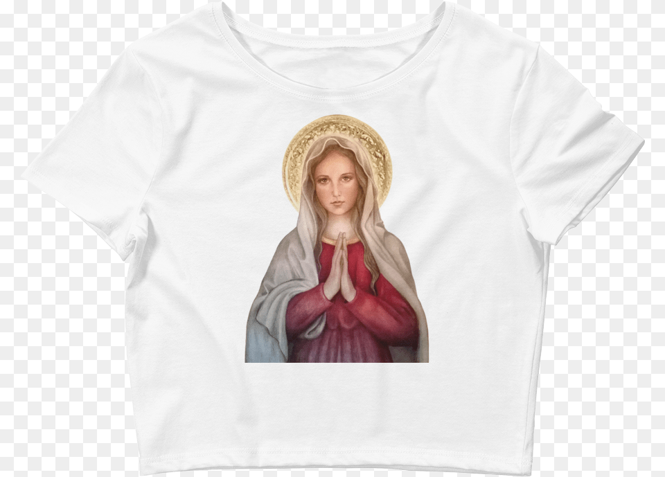 Virgin Mary Women S Crop Tee Girl, Clothing, T-shirt, Adult, Wedding Free Transparent Png