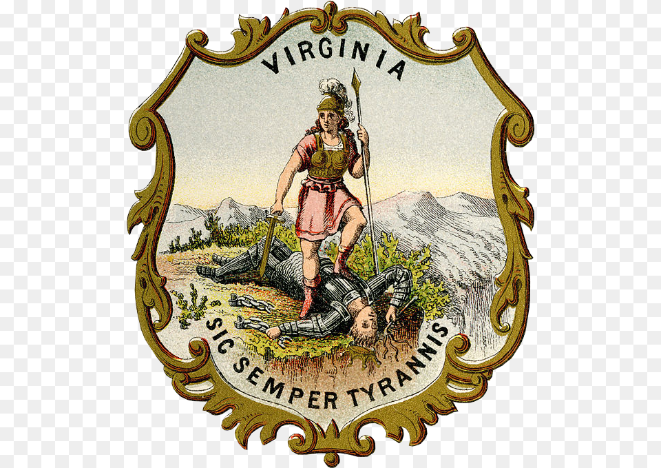Virginia State Coat Of Arms Transparency Seal Of Virginia, Logo, Adult, Female, Person Png Image