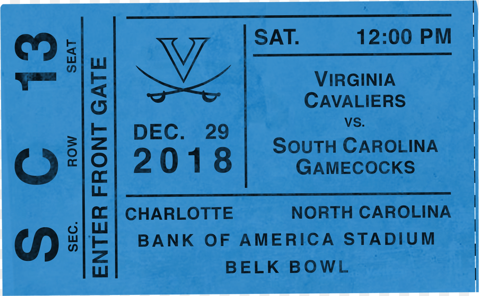 Virginia Vs Cr Gibson 1 Subject Spiral Notebook Virginia Cavaliers, Paper, Text, Ticket Free Png