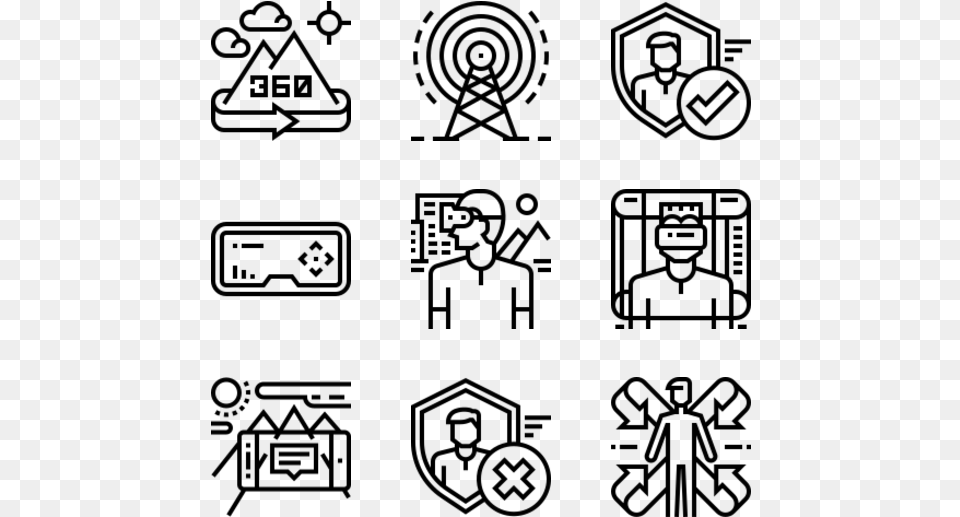 Virtual Reality And Face Id White Icons, Gray Png Image