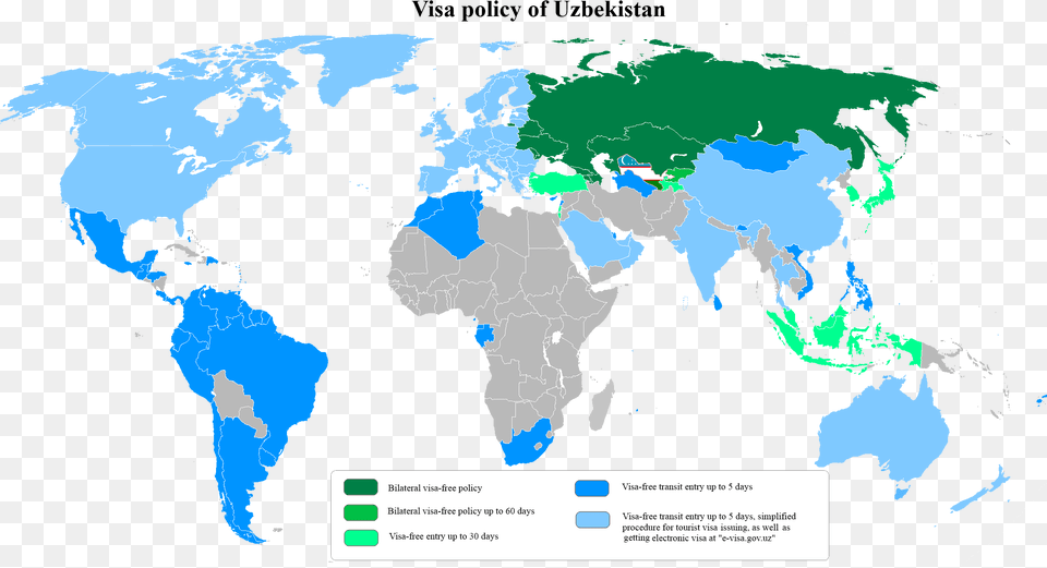 Visa Policy Of Uzbekistan With Transit Visit World Map, Chart, Plot, Person Png