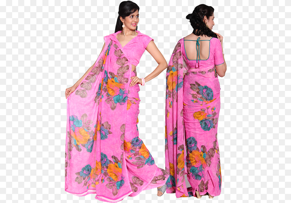 Vishnu Pink Color Saree Silk, Adult, Person, Woman, Female Png Image