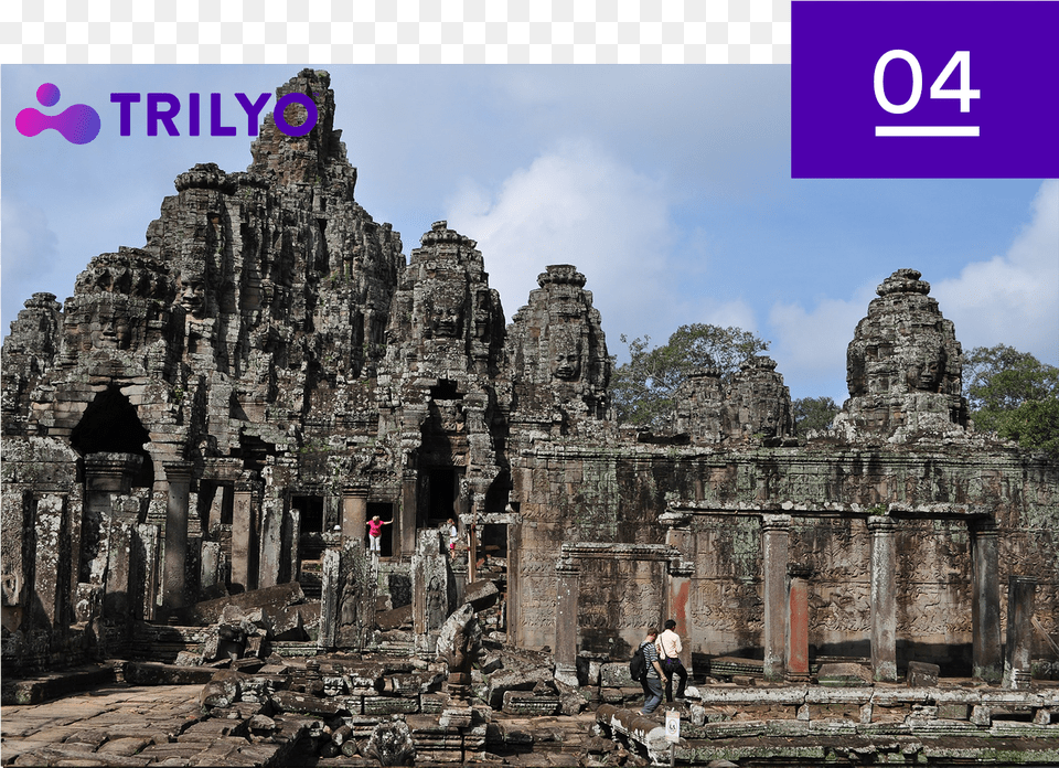 Visit The Angkor Temples Cambodia Trilyo Angkor Thom, Architecture, Building, Person, Bayon Temple Png