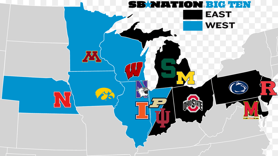 Visit The Post For More The Sports Flavor Big Ten Schools, Plot, Chart, Map, Atlas Free Png Download