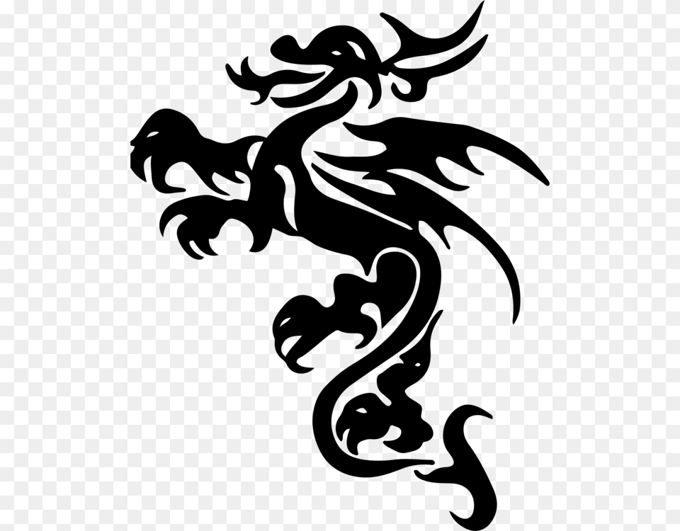 Visual Artsartsilhouette Dragon Silhouette Dragon With Wings Svg, Gray Free Png Download