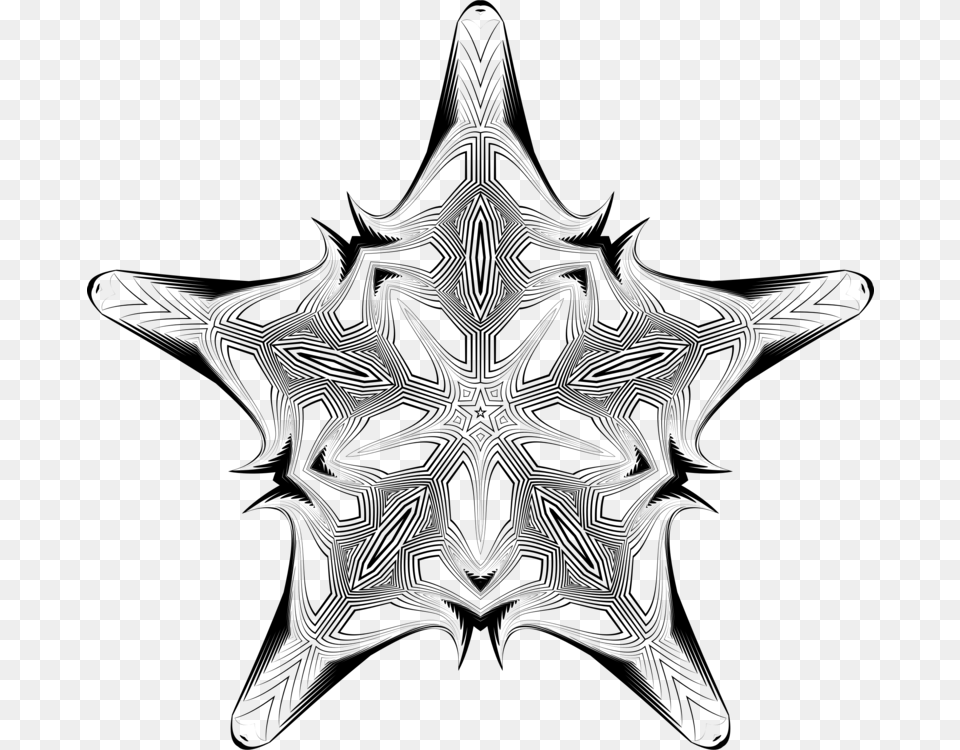 Visual Artschristmas Ornamentstarfish Grayscale, Gray Free Png Download