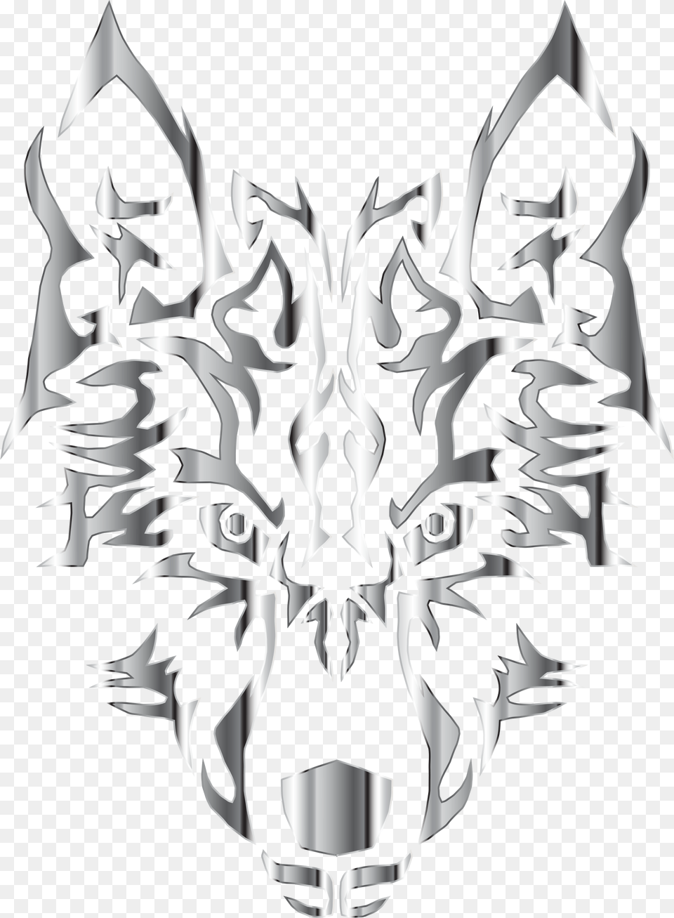 Visual Artsheadsymmetry Wolf Symmetry, Stencil Free Png