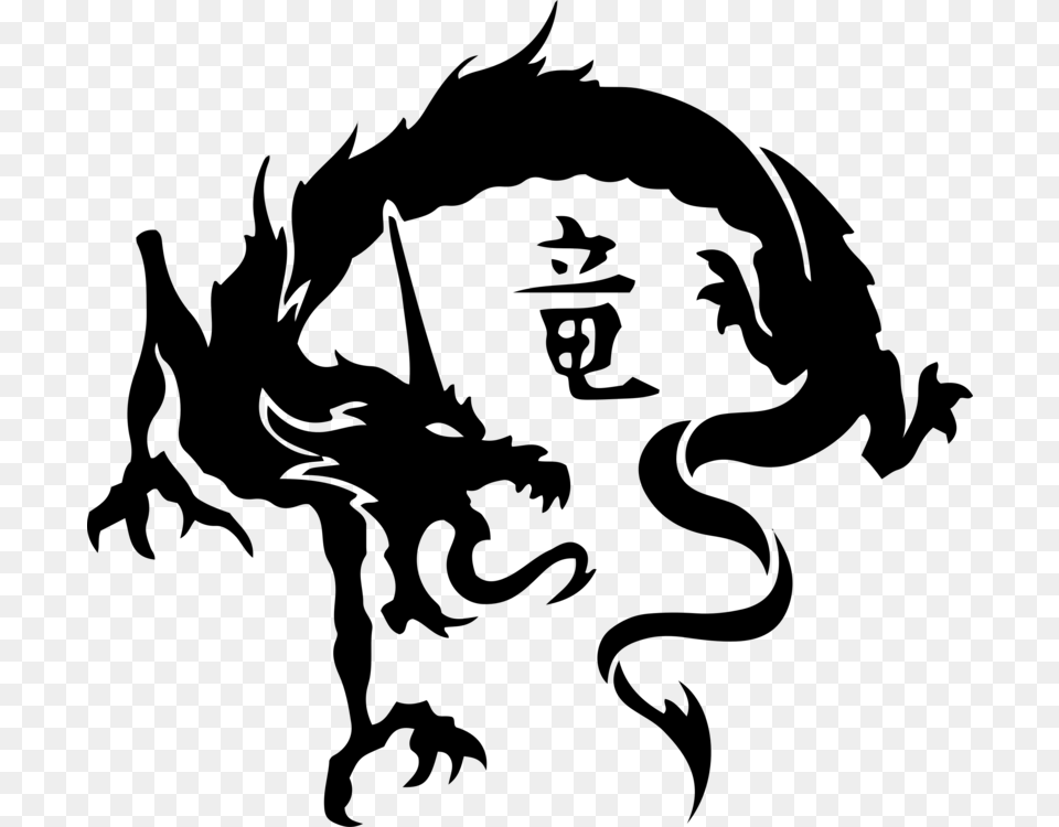 Visual Artshorsesilhouette Japanese Dragon Tribal Tattoo, Gray Free Png