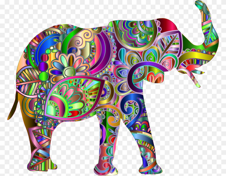 Visual Artswildlifeart Colorful Elephant, Art, Pattern, Person Png Image