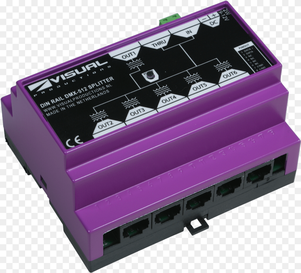 Visual Productions Rj45 Din Rail Dmx Splitter Electronics, Hardware, Box, Computer Hardware, Hub Free Png