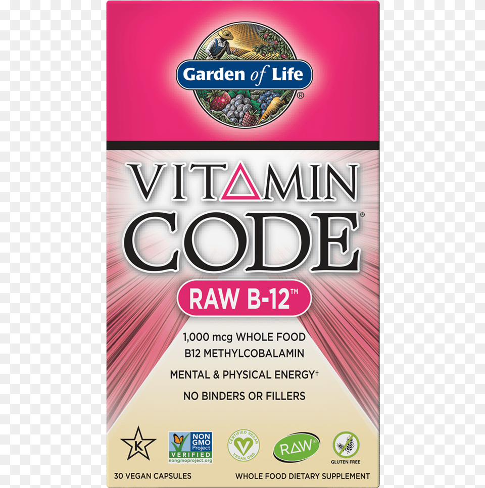 Vitamin Code Raw B 12 1000 Mcg Garden Of Life B, Advertisement, Poster, Person Free Png