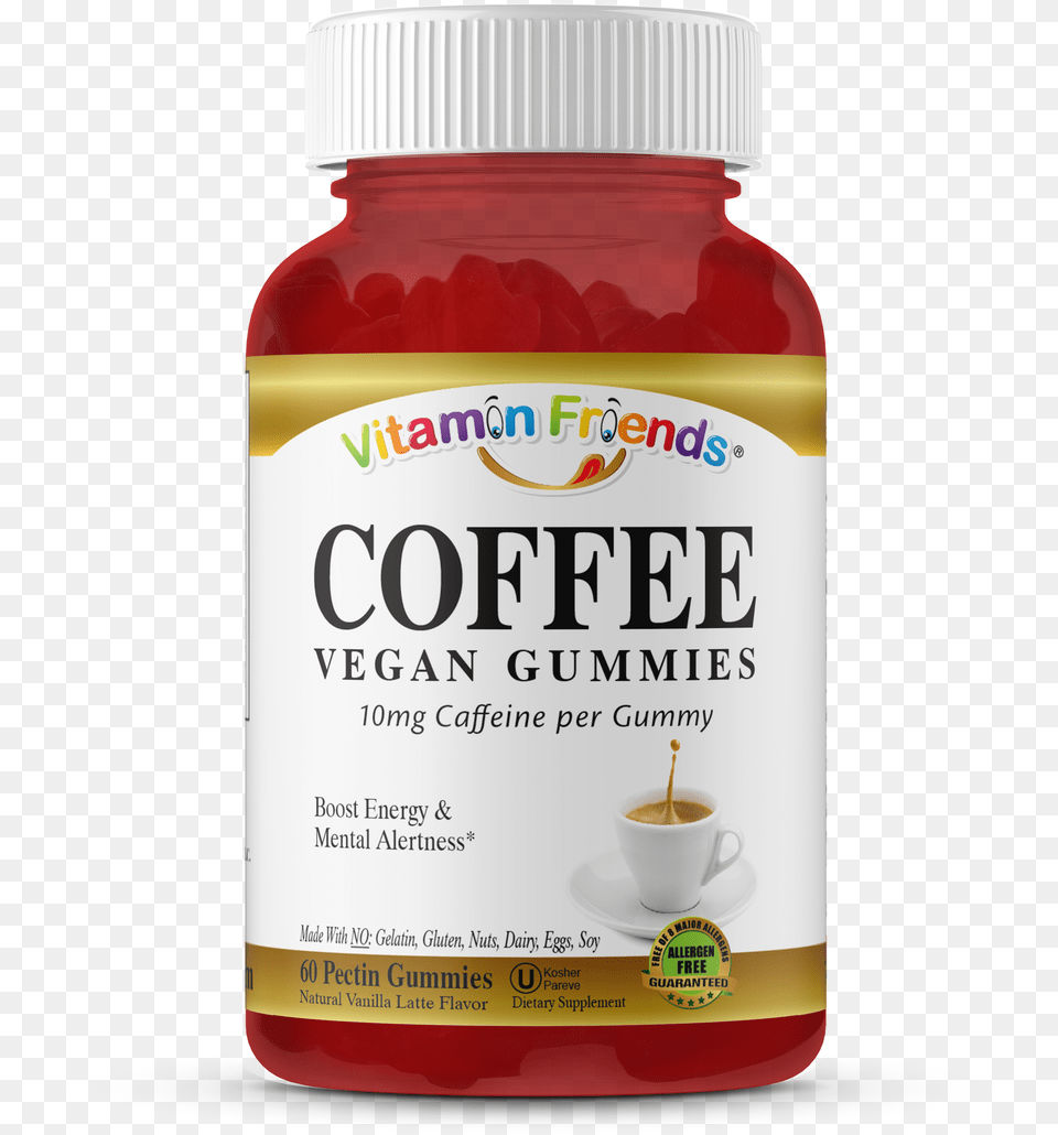 Vitamin Friends Adult Vegan Coffee Gummies Vitamin Friends, Beverage, Coffee Cup, Food, Ketchup Png