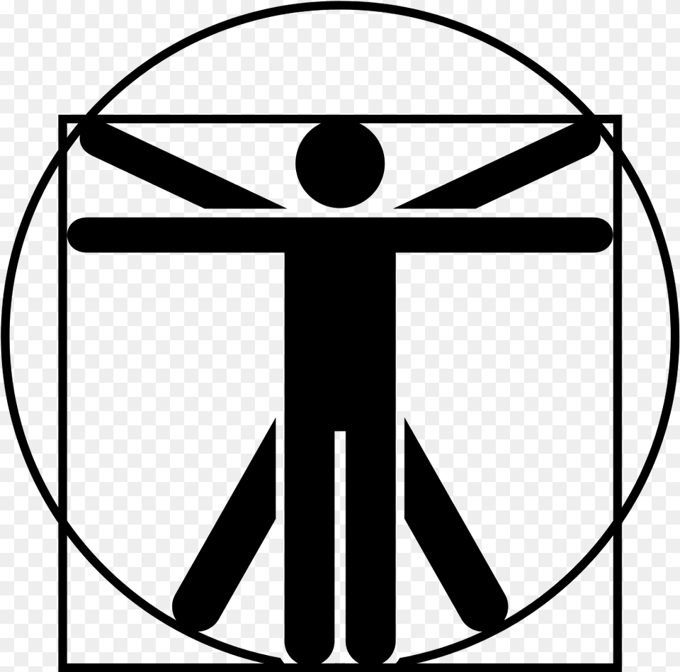 Vitruvian Man Icon, Gray Png Image
