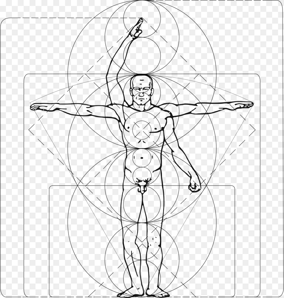 Vitruvian Man Outline, Cross, Symbol, Person, Silhouette Png