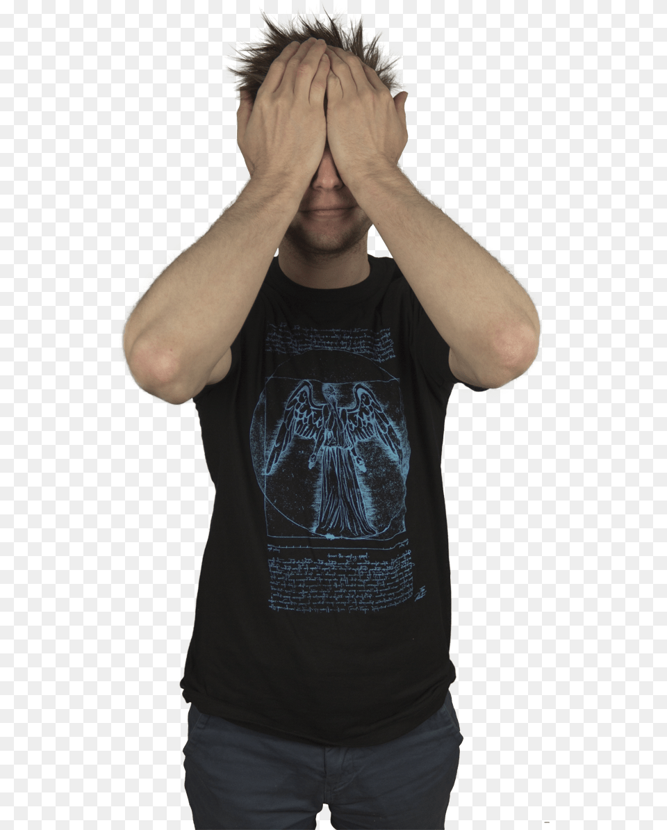 Vitruvian Weeping Angel Male T Shirt, Adult, Clothing, Man, Person Free Png Download