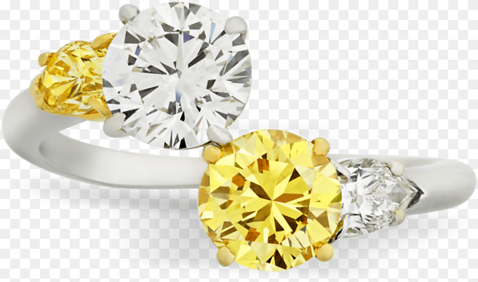 Vivid Yellow And White Diamond Bypass Ring Yellow And White Diamond Ring, Accessories, Gemstone, Jewelry Free Png