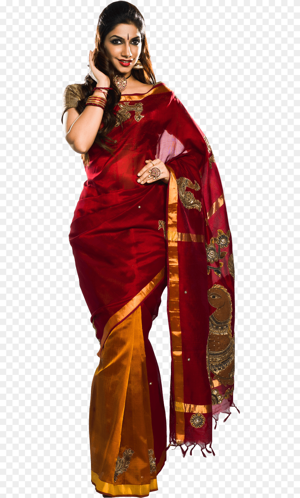 Vj Bhavana In Saree, Adult, Female, Person, Woman Free Png Download