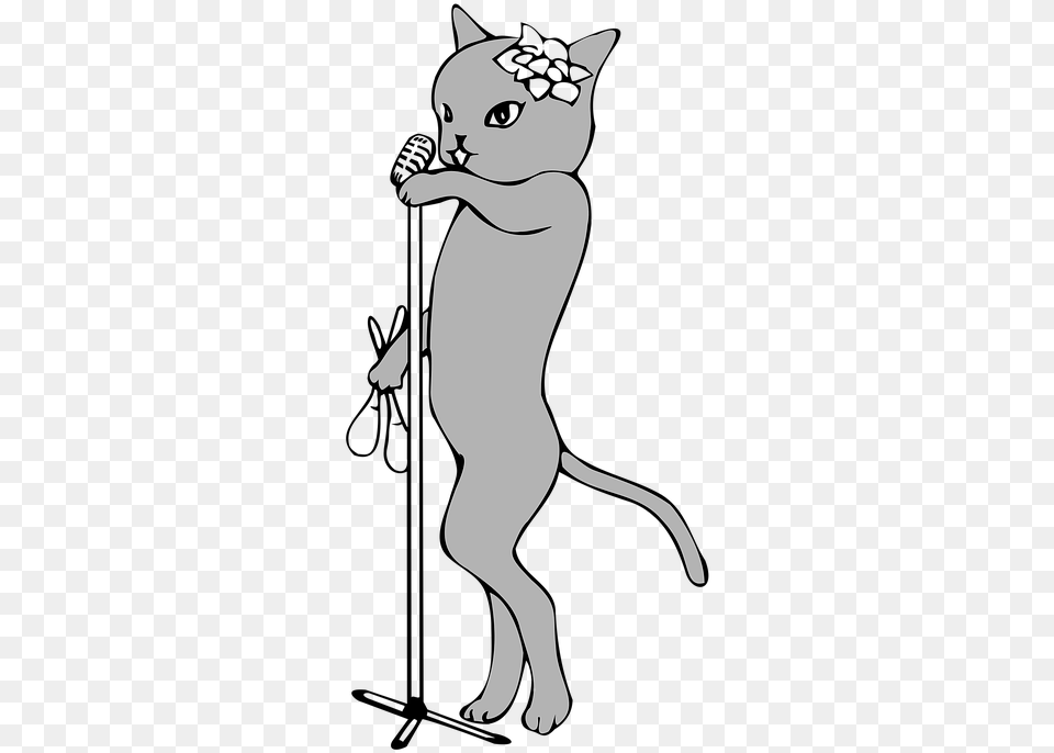 Vocal Music Jazz Cat Microphone, Stencil, Baby, Person Png Image