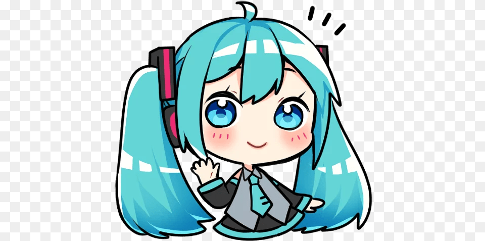 Vocaloid Miku Stickers For Whatsapp Pc Miku Stickers Whatsapp, Book, Comics, Publication, Baby Png Image