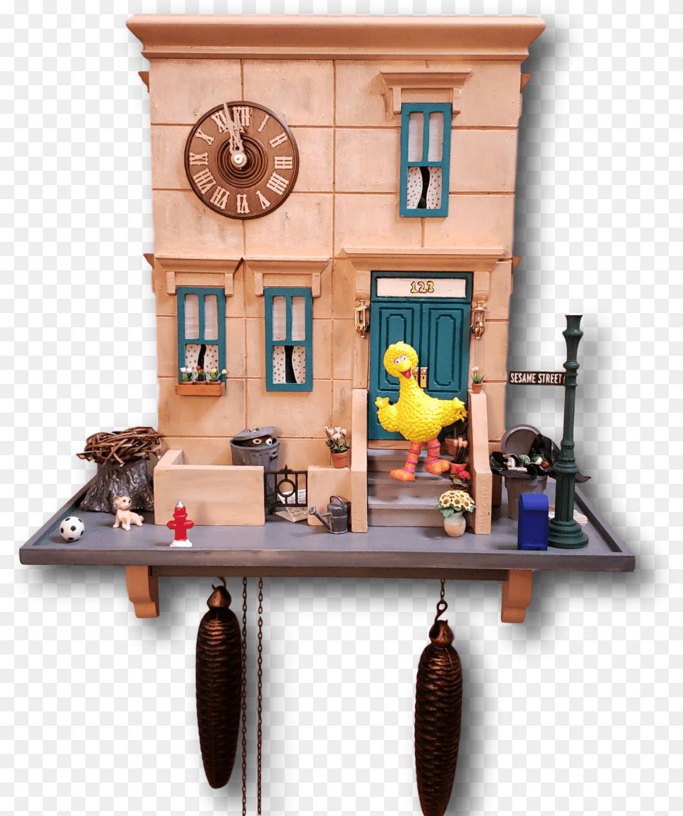 Voice Of Big Bird And Oscar Gifted With Special Clock By Sesame Street Cuckoo Clock, Architecture, Building, Clock Tower, Tower Free Png