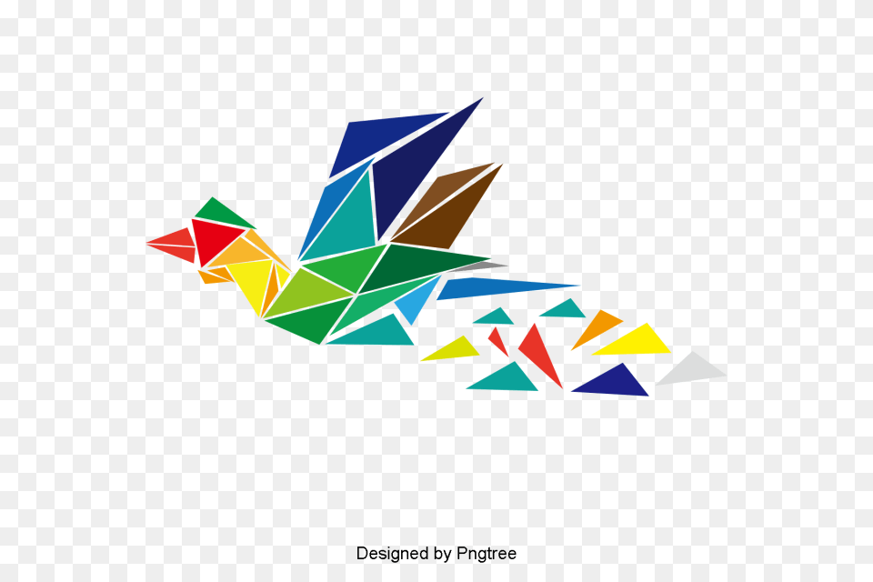 Volando En El Aire Coloridos De Papel Plegado Material, Art, Triangle, Paper, Graphics Free Png