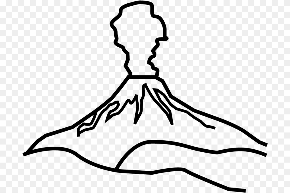 Volcano Black And White, Gray Png Image