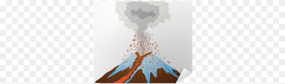 Volcano Mountain Eruption With Lava Flow And Snow Poster Animadas De Volcanes En Erupcion, Nature, Outdoors Png Image