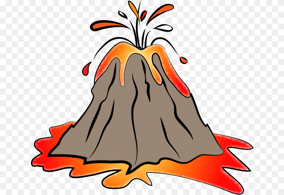 Volcano Photo Cartoon Volcano, Mountain, Nature, Outdoors, Eruption Png Image