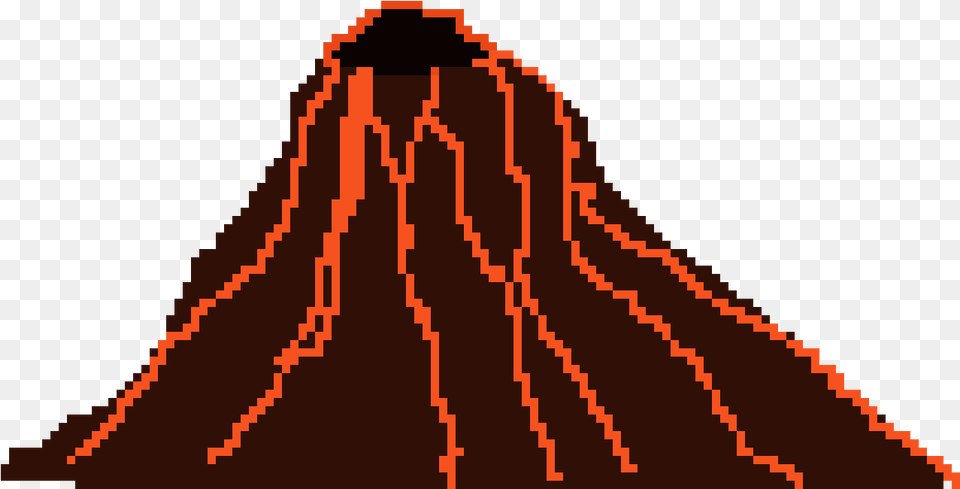 Volcano Pixel Art Pixel Volcano, Eruption, Mountain, Nature, Outdoors Free Png