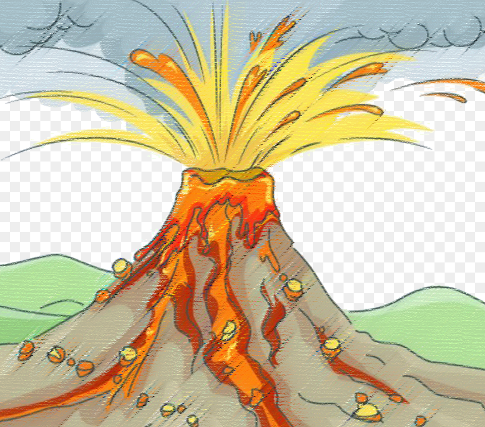 Volcano Volcanic Ash Xc9ruption Volcanique Drawing Volcan En Erupcion Dibujo, Eruption, Mountain, Nature, Outdoors Png Image