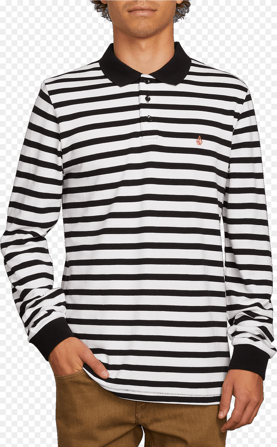 Volcom Gon James Longsleeve White Black And White Striped Men Jumper, Clothing, Long Sleeve, Shirt, Sleeve Free Png Download