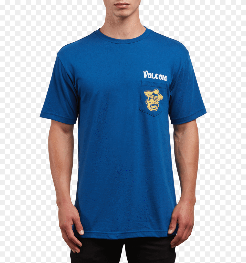 Volcom Mi Gusta Short Sleeve Pocket Tee Camper Blue Marcelo Burlon Konken Tee, Clothing, T-shirt, Shirt Free Png Download