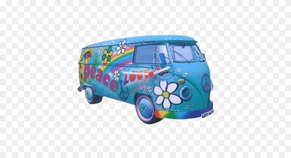 Volkswagen Love And Peace Van Clock, Caravan, Transportation, Vehicle, Car Free Png