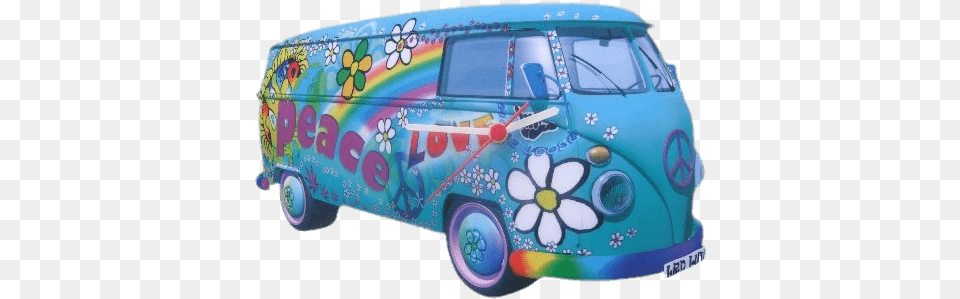 Volkswagen Love And Peace Van Clock Transparent Stickpng Volkswagen Amor Y Paz, Caravan, Transportation, Vehicle, Car Png Image