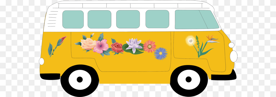Volkswagen Type Van Car Hippie, Caravan, Transportation, Vehicle, Bus Png