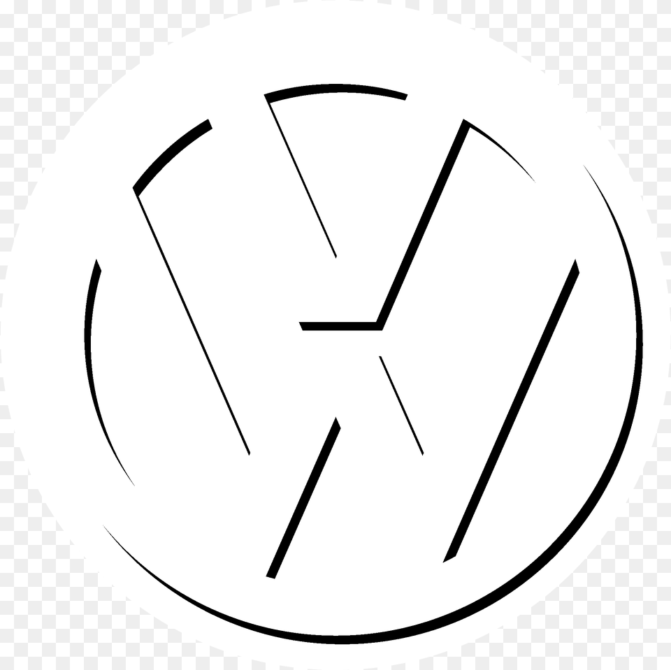 Volkswagen Vw Logo Black And White Line Art, Recycling Symbol, Symbol, Disk Free Png Download
